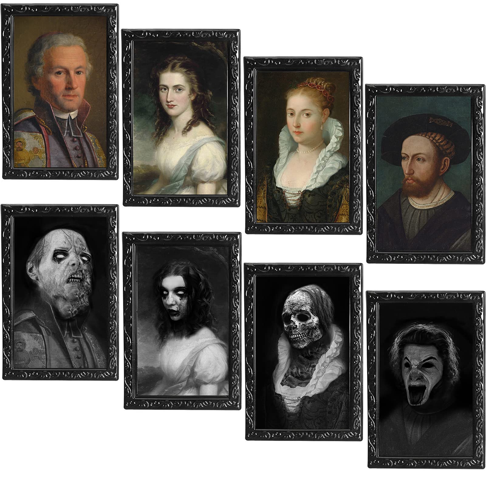 LUMEKO 4 Pack Halloween 3D Changing Face Portrait Frames